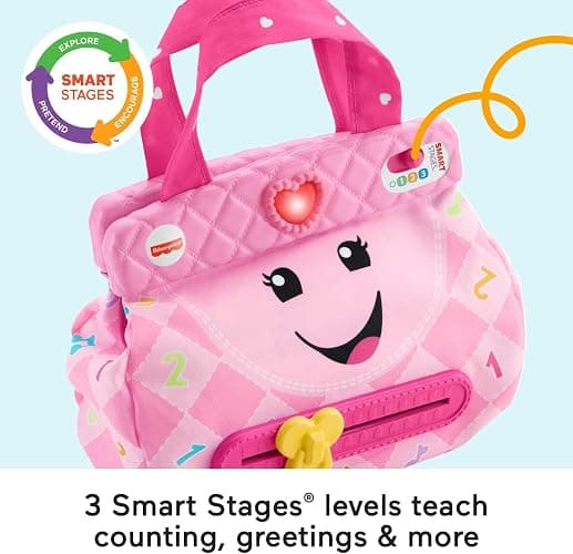 Fisher-Price Baby & Toddler Toy Laugh & Learn My Smart Purse with Lights, Learning Songs & 5 Accessories for Infants Ages 6+ Months (Amazon Exclusive) thumbnail 3