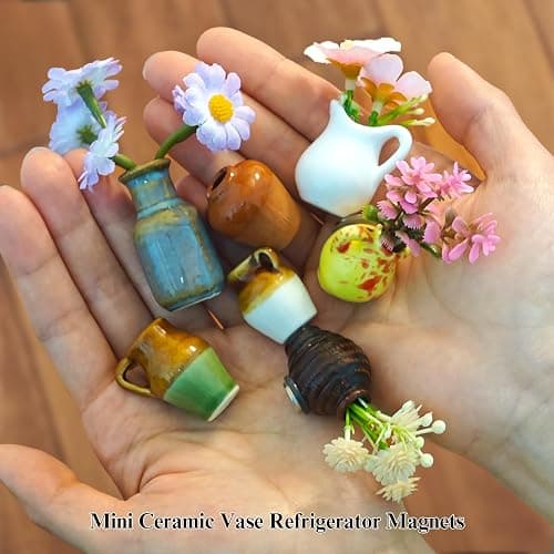 UpaLoo 5pcs Mini Vase Magents for Fridge, Funny Tiny Vase Fridge Magnets, Plant Vase Fridge Magnets for Whiteboard, Locker, File Cabinet(with Flower) thumbnail 2
