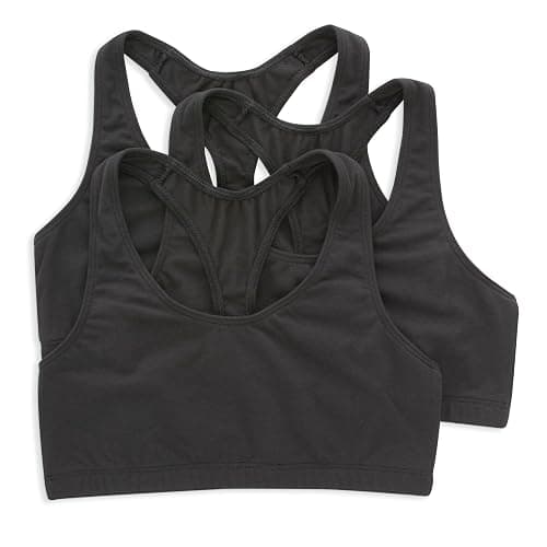 Hanes Women's Cotton Racerback Bralette Pack, Breathable Low Impact Sports Bra, 3-Pack - Image 1