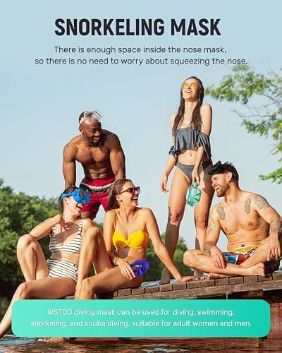 W WSTOO Snorkel Diving Mask,Adults Swim Goggles with Nose Cover,Panoramic Anti Glare HD Tempered Glass,Lens Anti Fog Coating Treatment,Effectively Preventing Fogging thumbnail 7