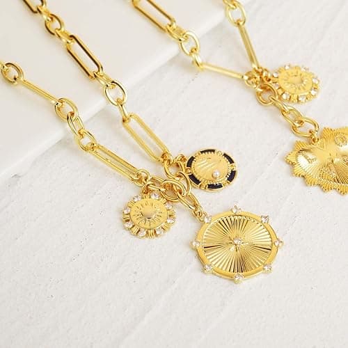 HETICA Chunky Gold-Plated Necklace for Women Heart Pendants Necklace Sun Flower Necklace Fashion Hip Hop Choker Gift thumbnail 8