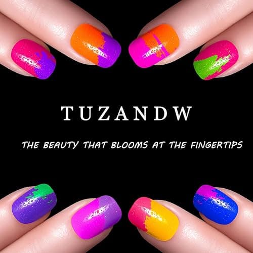 Press on Nails Medium Square Fake Nails Acrylic False Nails with Colorful Clouds Design Glossy Acrylic Nails Full Cover Glue on Nails for Women 24 Pcs thumbnail 6