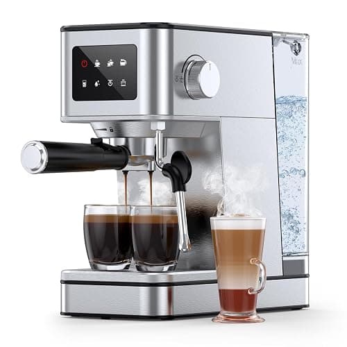 QJA Espresso Machine 20 Bar, Compact Espresso Maker with Milk Frother & Touchscreen for Home, Stainless Steel Coffee Machine with 57.5oz Removable Water Tank for Cappuccino, Latte, Silver - Image 1