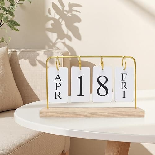 Uguisu Desktop Decor, Wall Calendar, Gold Metal Stand with Paper Monthly Daily Calendar, Home Decor, Living Room Decor, Hallway Decorative Ornament, Reusable Office Accessory. thumbnail 6