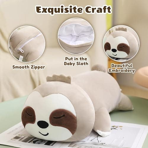 SQEQE Sloth Stuffed Animals with Babies Inside 5-Piece Set of Sloth Mommy and Babies Plush Cuddly Stuffed Animals Toys for Kids, Gifts Ideal for Christmas, Valentine's, Birthday thumbnail 7