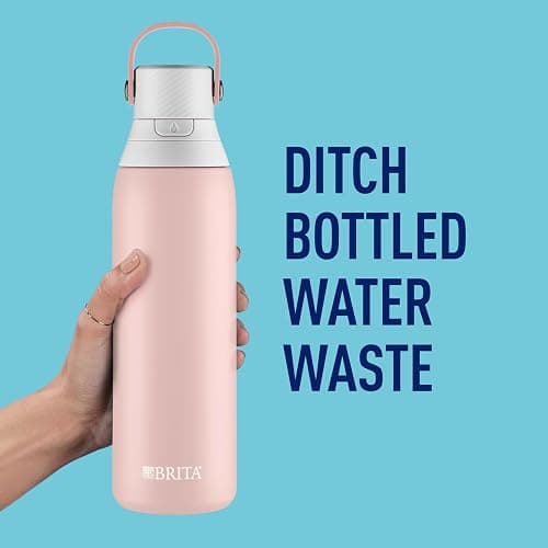 Brita Stainless Steel Premium Filtering Water Bottle, BPA-Free, Reusable, Insulated, Replaces 300 Plastic Water Bottles, Filter Lasts 2 Months or 40 Gallons, Includes 1 Filter, Rose - 20 oz. - 20 Ounces - Rose thumbnail 6
