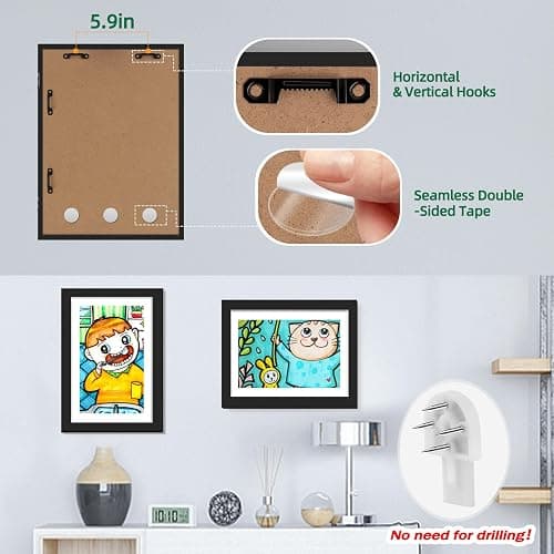 HEPFLANZE 4 Pack Kids Artwork Frames Changeable 8.5 x 11 Inch Children Art Projects Kids Art Frames Front Opening Picture Display Frame, Black thumbnail 5