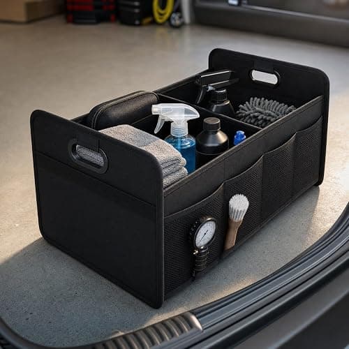 Roadkin Car Trunk Organizer Foldable Waterproof Storage Caddy with Handles, Collapsible Auto Organizer for SUV, Truck, Van, Black thumbnail 4