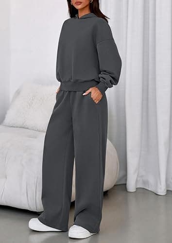 PRETTYGARDEN Womens Sweatsuits 2 Piece Set 2026 Casual Winter Long Sleeve Hoodie Loose Wide Leg Sweatpants Fall Tracksuit thumbnail 3