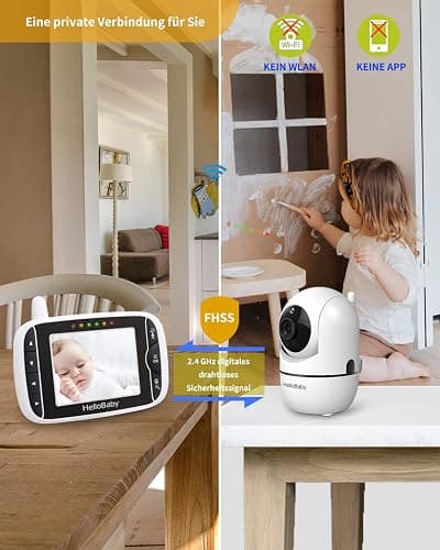 HelloBaby Baby Monitor,Upgrade Baby Monitor with Camera and Night Vision,No Wifi,355°/120° Remote Pan Tilt Camera 2x Zoom, ECO Mode,2-way talk,Up to 1000ft,Temperature thumbnail 6