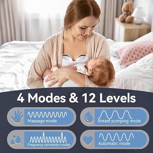 Hands Free Breast Pump Wearable MY-375 - Strong Suction, Low Noise, Portable Electric Breast Pump with 4 Mode & 12 Levels - 19/21/24mm Insert/Flange, 2 Pack (White) thumbnail 4