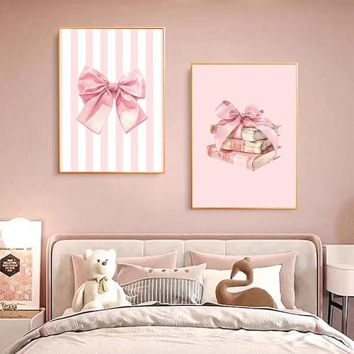 3pcs Pink Bow Canvas Wall Art Coquette Academic Style Girl Reading Poster Print Fashion Pink Book Poster Picture Painting Girl's Room College Dorm Bedroom Living Room Library Aesthetic Design Wall Decor（12×18in Unframed） thumbnail 6