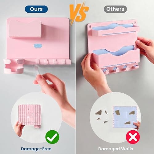 Floating Shelves for Bedside Shelf Accessories Organizer, Wall Mount Self Stick On, Cute Room Decor Aesthetic, Girls Room Decor, Cool Stuff for Bedroom Storage and Organization (Pink) thumbnail 4