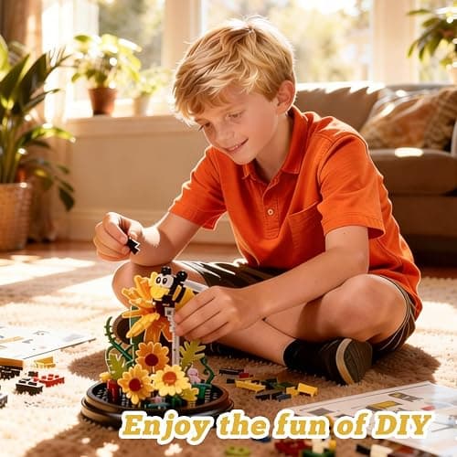 FIKAXTOY 4 Insect Flowers Collection Micro Building Sets with Dust Cover | DIY Flower Plants Bug Botanical Miniature Model Brick Building Kits, 1078 PCS Home Office Shelf Decor for Adults & Teens thumbnail 5