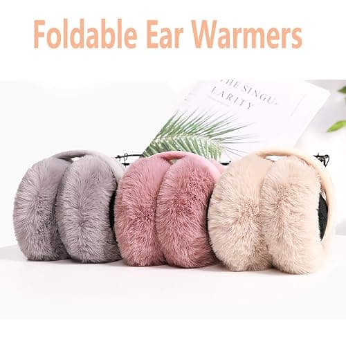 LCXSHYE Winter Ear muffs Faux Fur Warm Earmuffs Cute Foldable Outdoor Ear Warmers For Women Girls thumbnail 4