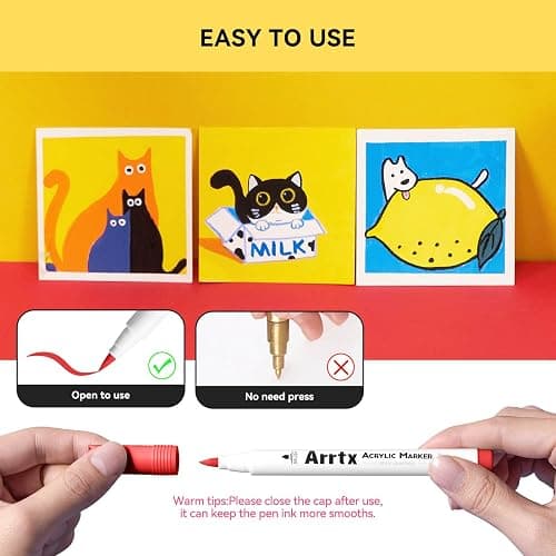 Arrtx 120 Colors Markers Paint Pens, Acrylic Paint Pens for Artists Adults Coloring Drawing Cartoon Anime Comic - Brush Tip for Rock Painting, Wood, Canvas, DIY Crafts Making Art Supplies thumbnail 2
