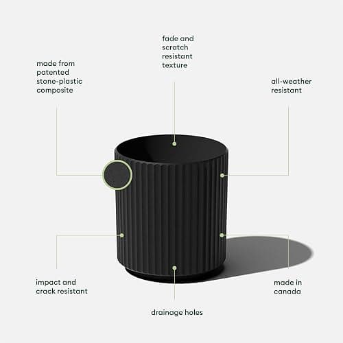 Veradek Demi Series Round Planter for Porch, Patio, Backyard | Durable Plastic-Stone Composite Material | Modern Décor for Tall Plants, Flowers thumbnail 4