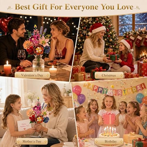 Flower Bouquet Building Set, 762Pcs Flowers Model Kit Creative STEM Toy for Home Office Decor, Valentine's Day/Birthday/Mother's Day for for Women Kids Girls thumbnail 7