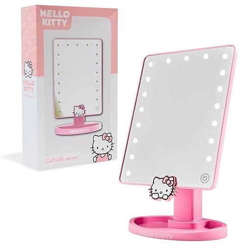 Get Trend Hello Kitty Sanrio Vanity Mirror for Girls Teens Women with Compact LED Table Mirror Touch Screen Lighting Trinket Tray Girls Make Up Accessories - Image 1