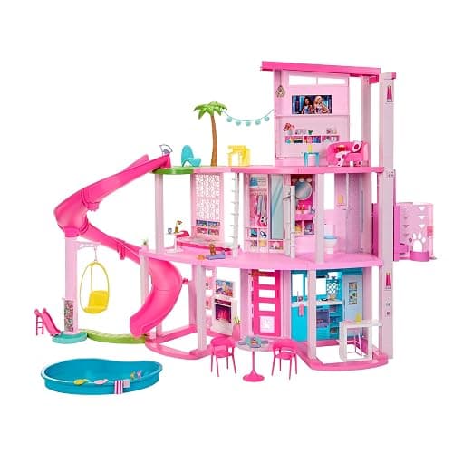 Barbie Dreamhouse, Pool Party Doll House with 75+ Pieces and 3-Story Slide, House Playset, Pet Elevator and Puppy Play Areas - Image 1