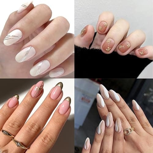 5Sheets Gold Line Nail Art Stickers 3D Self Adhesive Metal Geometric Stripe Wave Little Flower Nail Sticker Glitter Designs Nail Art Supplies Bow Sticker for Women DIY Nail Decoration thumbnail 7