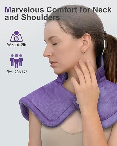 Heating Pad for Neck and Shoulder Pain Relief, Christmas Gifts for Women Mom Wife Sister Grandma Elderly, 2lb Electric Neck Back Heated Pad for Lady, Stocking Stuffers for Her Girlfriend, Purple thumbnail 2