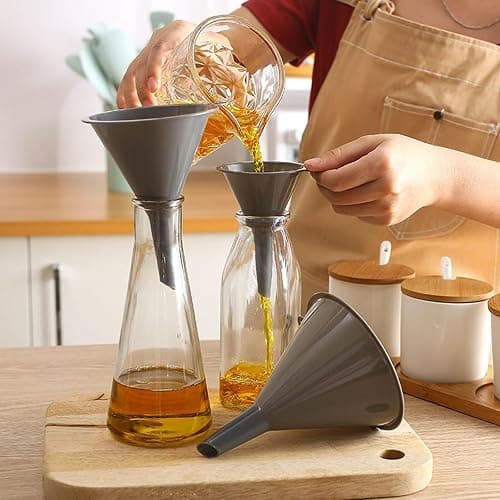 Plastic Kitchen Funnel Set of 3, Round Funnels for Filling Bottles, Gray | Durable Funnels for Kitchen Use, Multifunctional Funnels for Filling, Canning, Cooking, Lab or Car Oil thumbnail 6
