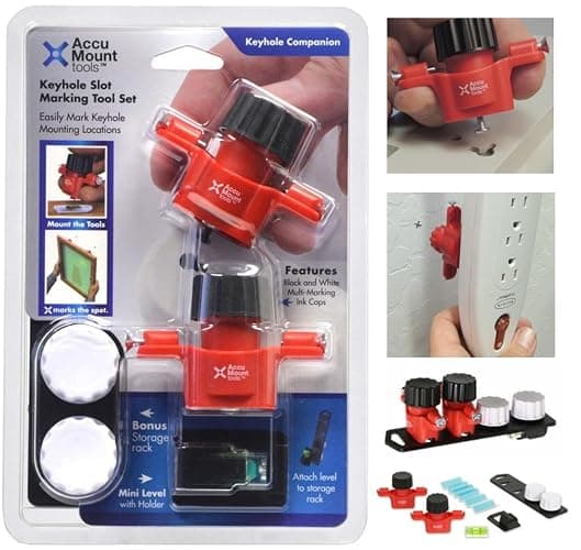 Keyhole Companion Marking Tool Set – Accurately Mark Keyhole Slot Fastener Locations without Measuring, Templates, or Creating Unwanted Wall Marks – for Keyhole Slots and Hangers - Image 1