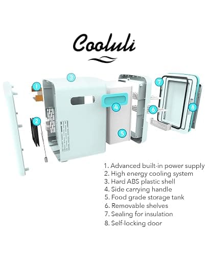 Cooluli 10L Mini Fridge for Bedroom - Car, Office Desk & College Dorm Room - 12V Portable Cooler & Warmer for Food, Drinks, Skincare, Beauty, Makeup & Cosmetics - AC/DC Small Refrigerator (Pink) thumbnail 6