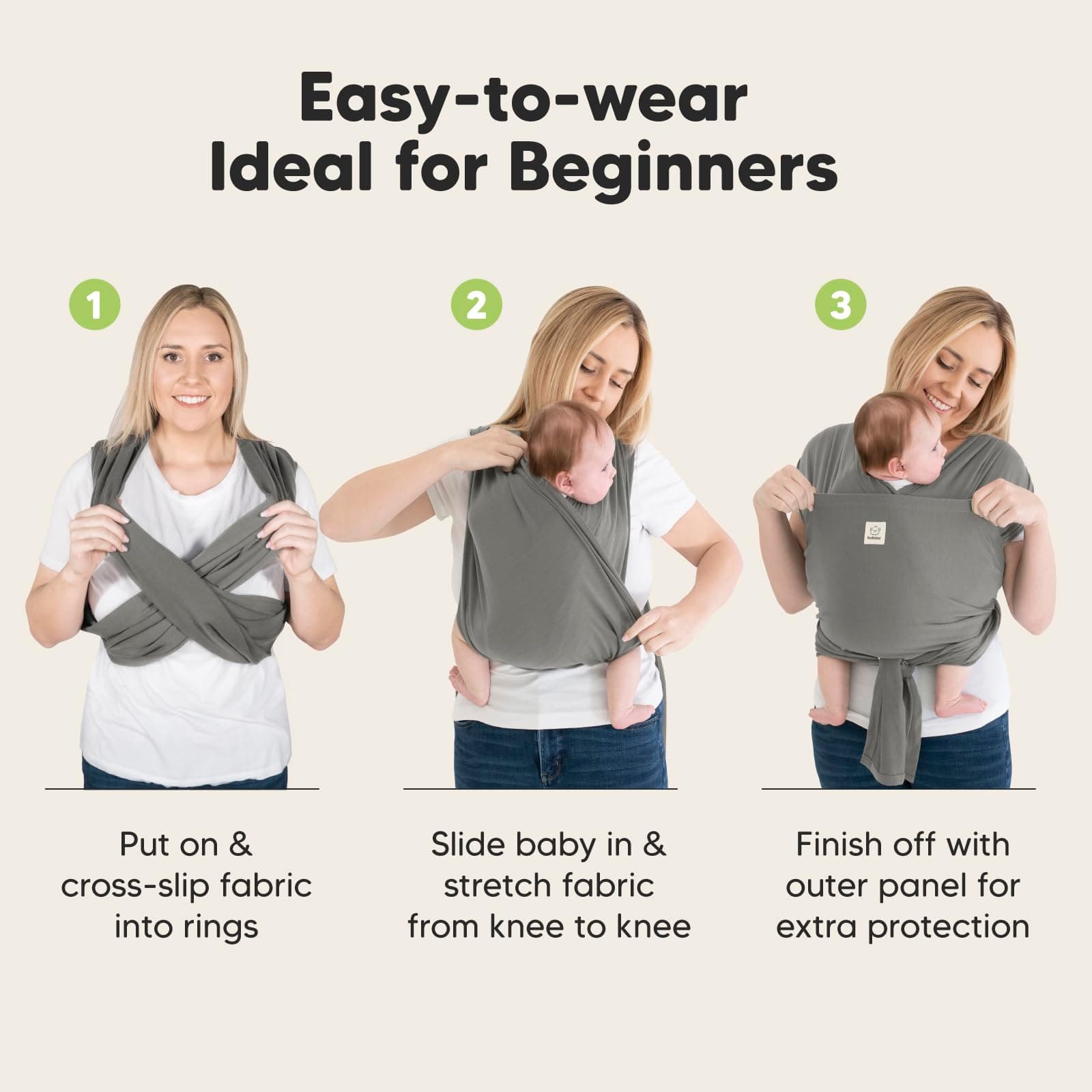 KeaBabies Baby Wrap Carrier Ring Sling - Easy to Wear, Adjustable D-Lite Baby Carrier Newborn to Toddler, Infant Carrying Shirt, Hands Free Bonding, Breathable Fabric Wearing Wrap (Graphite) thumbnail 6