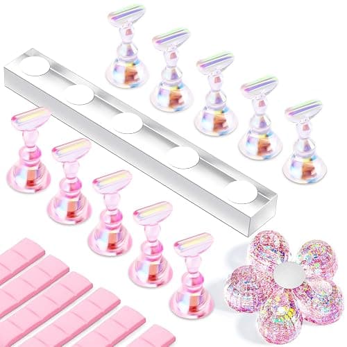 Makartt Acrylic Nail Stand - Magnetic Nail Holder for Painting Nails Gel Press on Nail Practice with 48PCS Reusable Adhesive Putty for Home DIY Salon Supplies - Image 1