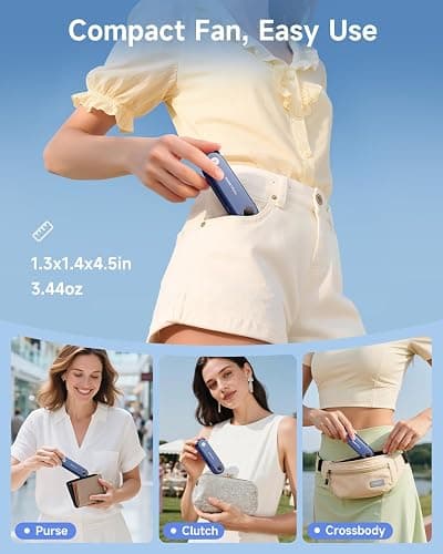 SWEETFULL Portable Handheld Mini Fan with LED Display, 3-in-1 Personal Foldable USB Rechargeable Hand Held Fan & Flashlight for Travel, Lash Eyelash, Cute Small Pocket for Women, Girls thumbnail 4