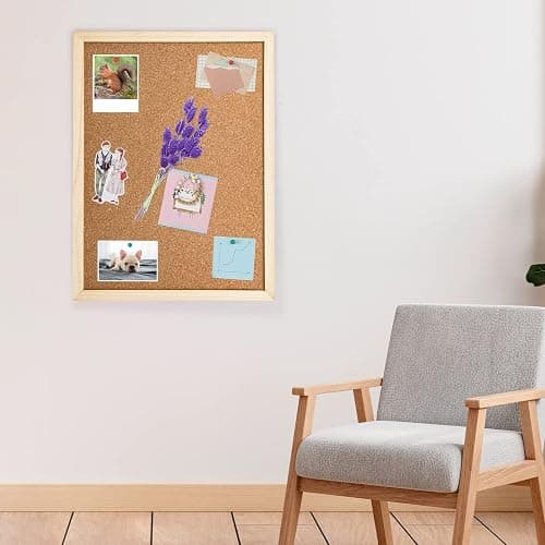 2 Pack Cork Board Bulletin Board, 15.7"X 11.81" inches with Oak Wood Finish Frame, for Wall Office Home and School (Pins, Eye Bolts, gaskets, Screws) thumbnail 2