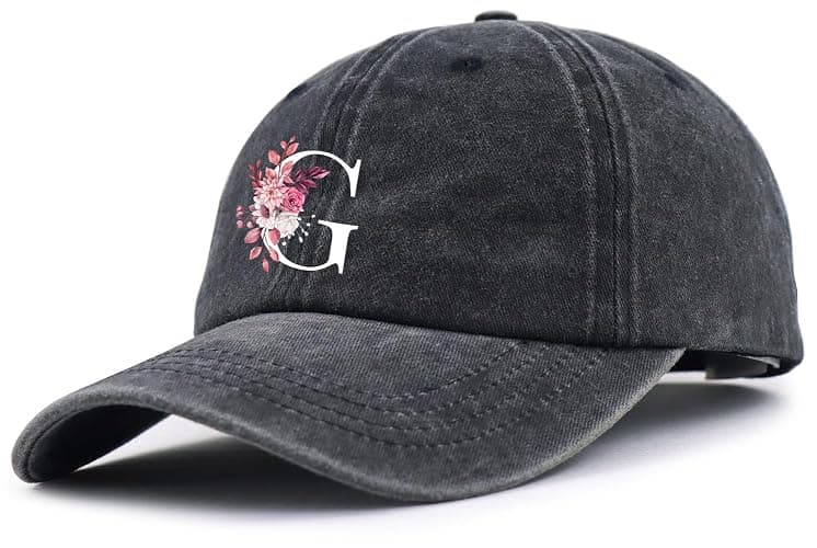 Classic Alphabet A-Z Hats for Women, Adjust Cotton Cute Letter Baseball Cap thumbnail 2