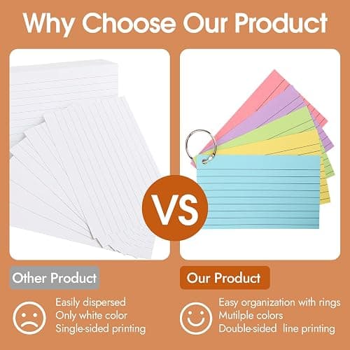 350 Pcs Index Cards With Ring, 3x5 Inches Flash Cards With Rings，Colored Heavy Notecards With Ring, Punched Lined Study Cards For School, College, Home, Office, Memory, To Do List (5 Colors) thumbnail 4
