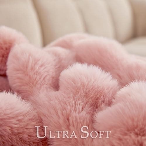BENVWE Faux Fur Throw Blanket for Couch - Fluffy Soft Thick Bubble Blanket for Living Room Home Decor - Mothers Day Birthday Gifts for Women, Dusty Pink, 51" x 63" thumbnail 3