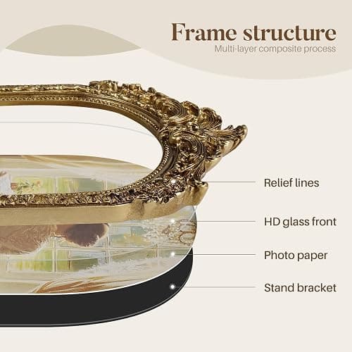 Cuspin Vintage 4x6 Picture Frame, Gold Ornate Resin Frames with Plexiglass Front for Tabletop and Wall Mounting, Antique Arched Photo Frame for Home Office Decor thumbnail 5