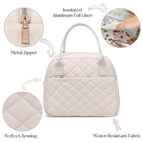 CAMTOP Lunch Box for Women Insulated Lunch Bag Lunchbox Cooler Thermal Leakproof Quilted Reusable Lunch Tote Bag for Work School Travel Picnic thumbnail 6