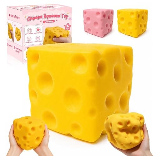 Big Cheese Squishy - 3.93in Jumbo Cheese Block Non-Rebound Giant Cheese | Big Squishy Cheese Stress Ball, Malleability Squeeze Toy, Giant Fidget Sensory Toy for Adults Teens Gifts - Image 1