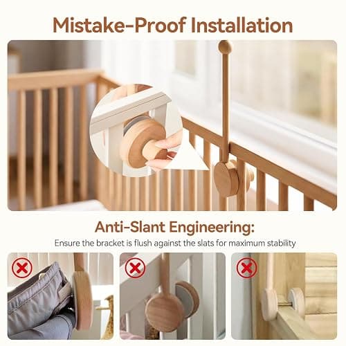 Crib Mobile Holder, HBM Wooden Mobile Arm & Hanger for Crib, Nursery Decor for Baby Girl Boy thumbnail 6
