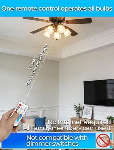 ILC RGB LED Light Bulb, Color Changing Light Bulb, 40W Equivalent, 450LM, 2700K Warm White 5W E26 Screw Base RGBW, A15 Color Lights Bulb - 12 Color Choices - Timing Infrared Remote Control (4 Pack) thumbnail 8