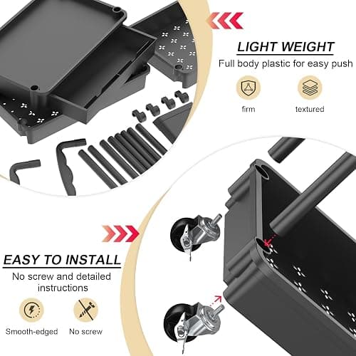 Goovilla 4 Tier Rolling Utility Cart Organizer with Removable Drawer, Stable and Sturdy Black Rolling Storage Carts with 2 Lockable Wheels for Bathroom, Kitchen, Snack, Craft, Makeup, Baby Essentials thumbnail 4