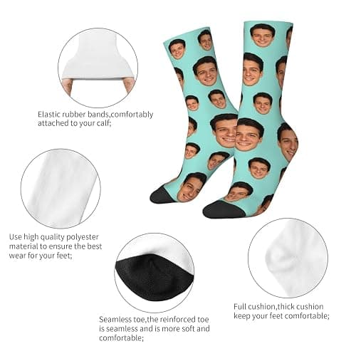 COWDIY Custom Faces Socks with Photo Personalized Funny Crew Socks Gift Novelty Sock for Men Women thumbnail 5