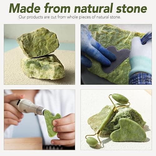 huefull Genuine Jade Roller & Gua Sha Set for Face, Cooling & Firming Effect, Sculpting Tool for Jawline & Skin Care, Self-Care Gift for Women & Men thumbnail 6