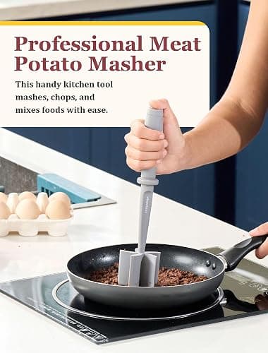 Premium Meat Chopper for Ground Beef - CLUEAPOP Heat Resistant Meat Masher - Kitchen Tools & Gadgets - Ground Beef Smasher - Non Stick Hamburger Chopper - Cook Ground Meat with Easy thumbnail 7