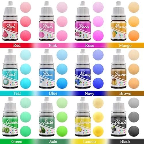 Food Colouring - 12 Colour Liquid Concentrated Icing Food Colouring Set | for Baking, Airbrush, Cake Decorating - Vibrant Food Colour Dye for Fondant, Soap Making Supplies Kit, DIY Crafts - 6ml Each thumbnail 2