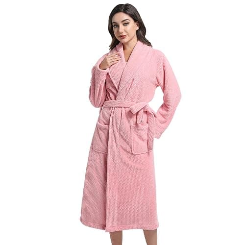 PJGGZ Women's Shawl Collar Bathrobe, Soft Long Towel Robes for Women - Super Absorbent Quick Dry yet Warm - Image 1