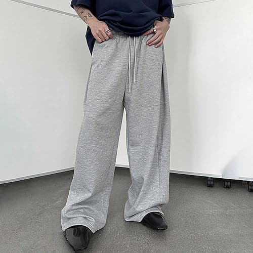 Teen Boys Baggy Sweatpants Drawstring Elastic Waist Y2K Loose Wide Leg Sweat Pants Yoga Gym Track Pants with Pockets thumbnail 5