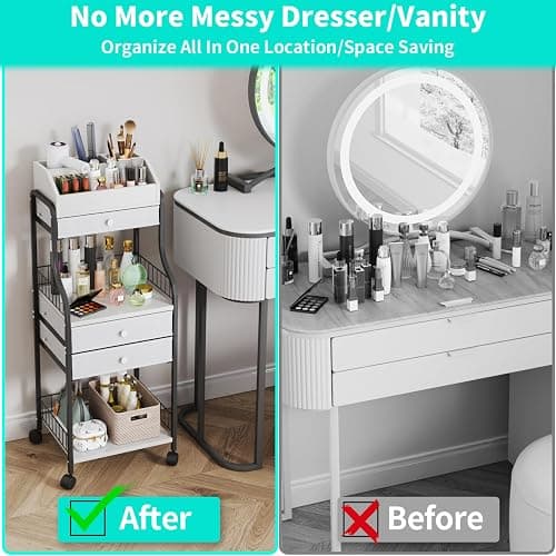 HapiRm Floor Makeup Organizer Storage - Vanity Skincare Make Up Organizers and Storage with Drawers, Cosmetics Display Cases Holder for Skin Care Nail Polish Perfume Makeup Brush thumbnail 8