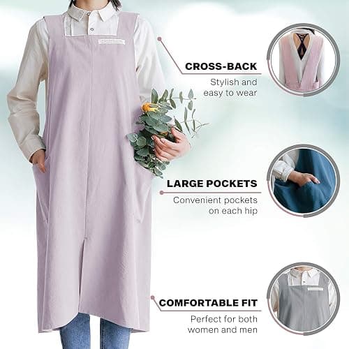 Hanee Cotton Aprons for Women and Men | Cross-Back Apron with Pockets thumbnail 4